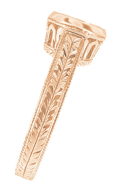 Art Deco Vintage Style 14K Rose Gold Filigree Bezel Setting Engagement Ring for a 1 - 1.25 Carat Round Diamond | Low Profile - Item: R306R1 - Image: 3