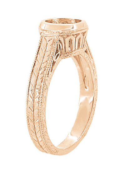 Art Deco Vintage Style 14K Rose Gold Filigree Bezel Setting Engagement Ring for a 1 - 1.25 Carat Round Diamond | Low Profile - alternate view