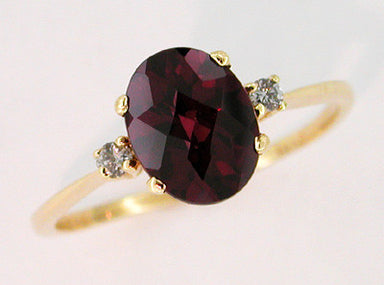 Rhodolite Garnet and Diamond Ring in 14 Karat Gold