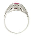 Azalea Art Deco Ruby Filigree Ring in 14 Karat White Gold