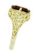 Art Deco Flowers and Leaves Almandine Garnet Filigree Ring in 14 Karat Yellow Gold