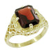 Art Deco Flowers and Leaves Almandine Garnet Filigree Ring in 14 Karat Yellow Gold