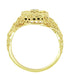 Art Deco Filigree Onyx and Diamond Ring in 14 Karat Yellow Gold