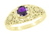 Edwardian Yellow Gold Floral Filigree Dome Amethyst Engagement Ring
