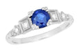 Antique 1920's Style Sapphire and Diamond Art Deco Engagement Ring in Platinum