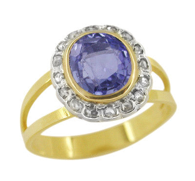 Sapphire and Rose Cut Diamond Estate Ring in 14 Karat Gold