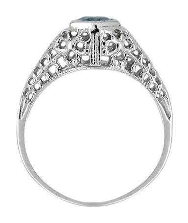 Sapphire Filigree Ring in 14 Karat White Gold - alternate view