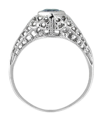 Sapphire Filigree Ring in 14 Karat White Gold - Item: R162 - Image: 2