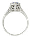 Hexagon Art Deco Filigree Blue Sapphire Engagement Ring in 14 Karat White Gold