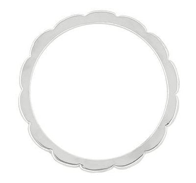 Retro Moderne Scalloped Thin Wedding Ring in Platinum - Size 4 3/4 - alternate view