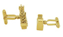 Oil Derrick Cufflinks in Sterling Silver with Yellow Gold Vermeil