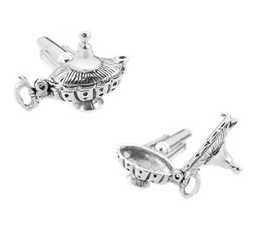 Magic Genie Lamp Movable Cufflinks in Sterling Silver