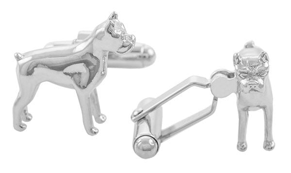 Boxer Dog Cufflinks in Sterling Silver - Item: SCL150 - Image: 2