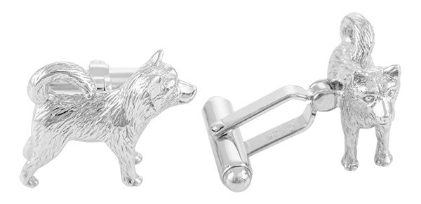 Husky Dog Cufflinks in Sterling Silver - Item: SCL155 - Image: 2
