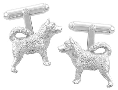 Husky Dog Cufflinks in Sterling Silver