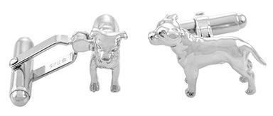 Pit Bull Dog Cufflinks in Sterling Silver - alternate view
