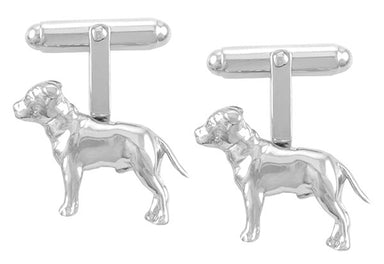 Pit Bull Dog Cufflinks in Sterling Silver