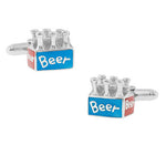 Craft Beer Cufflinks in Sterling Silver with Red and Blue Enamel