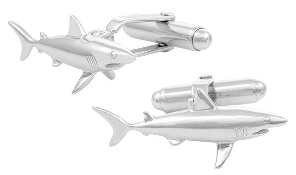 Shark Cufflinks in Sterling Silver - Item: SCL167 - Image: 2