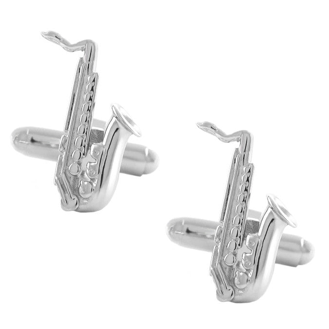 Solid Sterling Silver Saxophone Cufflinks - SCL168
