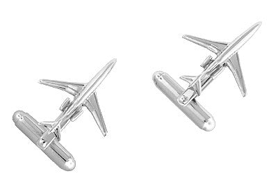 Airplane Cufflinks in Sterling Silver - 727 Jet Design