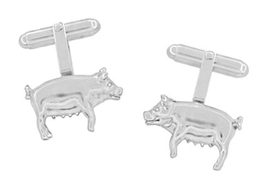 Pig Cufflinks in Sterling Silver