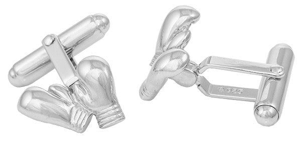 Boxing Glove Cufflinks in Sterling Silver - Item: SCL186 - Image: 2