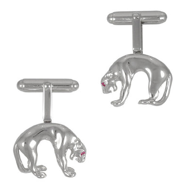 Panther Cufflinks in Sterling Silver with Ruby Eyes