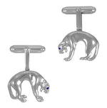 Panther Cufflinks in Sterling Silver with Sapphire Eyes