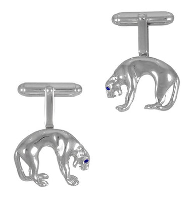 Panther Cufflinks in Sterling Silver with Sapphire Eyes