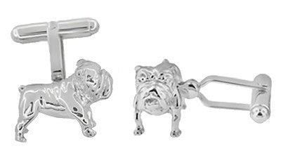 English Bulldog Cufflinks in Sterling Silver - Item: SCL199 - Image: 2