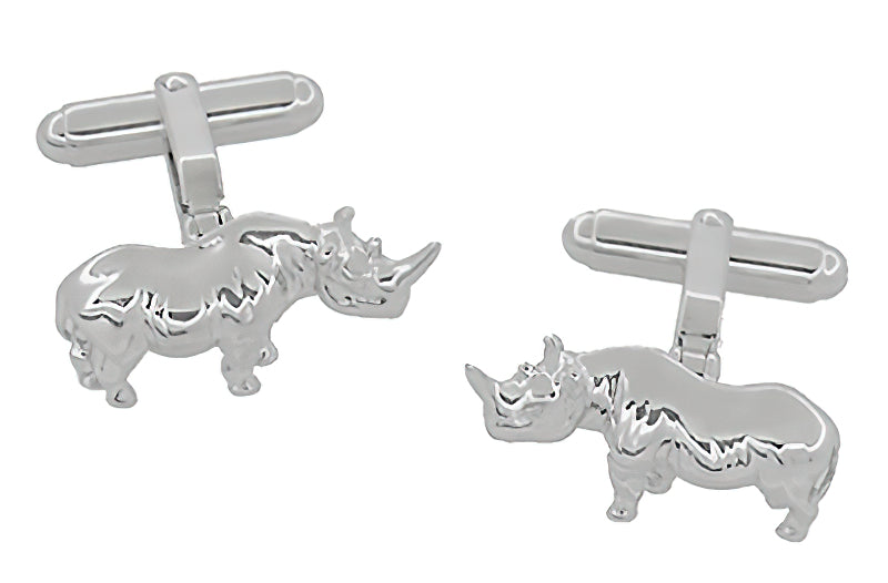 Rhinoceros Cufflinks in Sterling Silver
