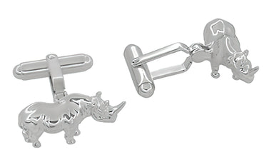 Rhinoceros Cufflinks in Sterling Silver - alternate view