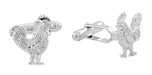 Proud Rooster Cufflinks in Sterling Silver