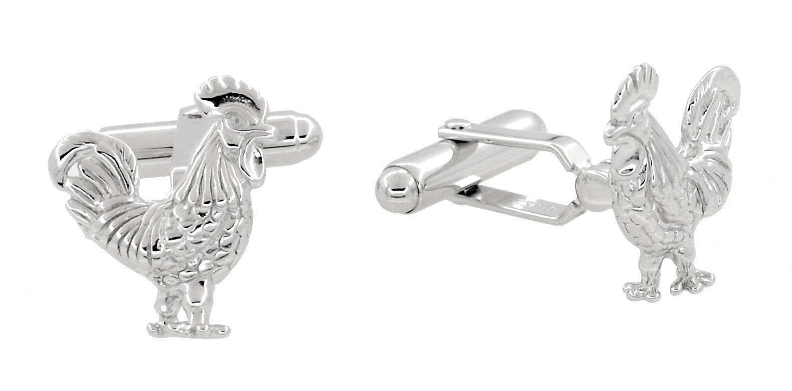 Proud Rooster Cufflinks in Sterling Silver - Item: SCL216 - Image: 2