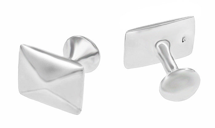 Pyramid Cufflinks in Solid Sterling Silver - Item: SCL222W - Image: 2