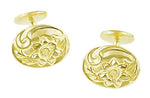 Victorian Sunflower Cufflinks in Solid Sterling Silver with Yellow Gold Vermeil