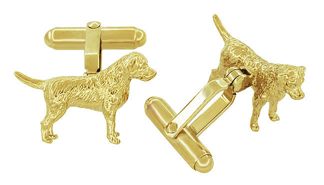 Labrador Retriever Cufflinks in Sterling Silver with Yellow Gold Finish - Item: SCL230Y - Image: 2