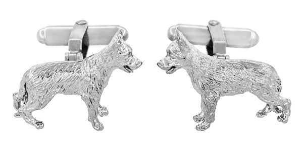 German Shepherd Cufflinks in Sterling Silver - Item: SCL231W - Image: 3