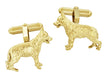 German Shepherd Cufflinks in Sterling Silver with Yellow Gold Finish