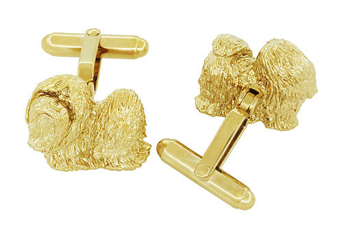 Shih-Tzu Cufflinks in Sterling Silver with Yellow Gold Finish - Item: SCL232Y - Image: 3