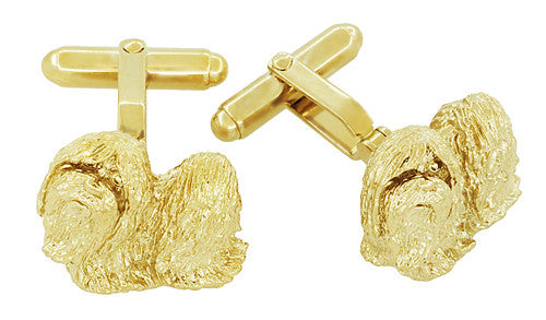 Shih-Tzu Cufflinks in Sterling Silver with Yellow Gold Finish - Item: SCL232Y - Image: 2
