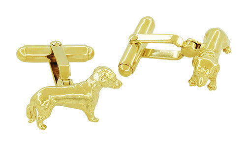 Yellow Gold Plated Solid Sterling Silver Dachshund Cufflinks - Item: SCL233Y - Image: 2
