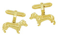 Yellow Gold Plated Solid Sterling Silver Dachshund Cufflinks
