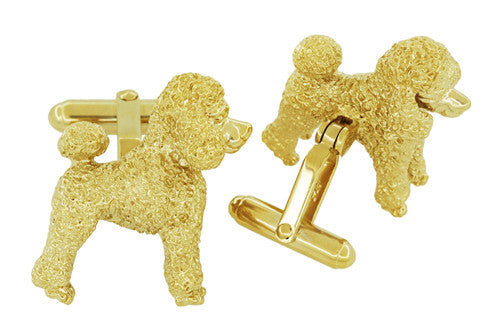 Poodle Cufflinks in Sterling Silver with Yellow Gold Finish - Item: SCL234Y - Image: 3