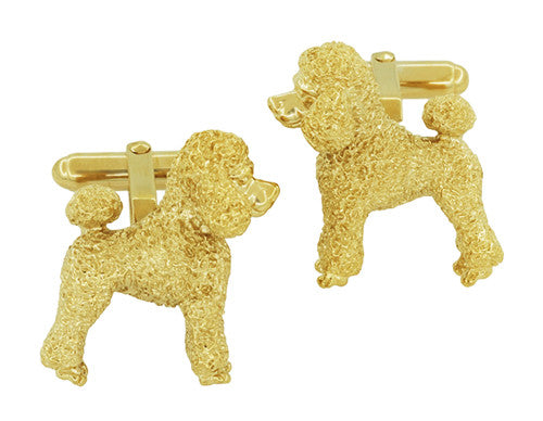 Poodle Cufflinks in Sterling Silver with Yellow Gold Finish - Item: SCL234Y - Image: 4