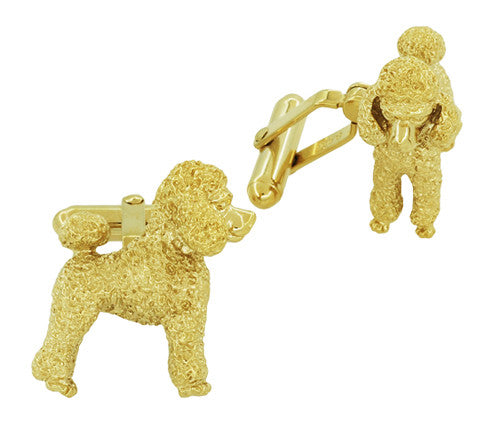 Poodle Cufflinks in Sterling Silver with Yellow Gold Finish - Item: SCL234Y - Image: 2