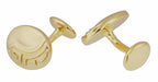 Greek Key Engravable Art Deco Cufflinks in Solid Sterling Silver with Yellow Gold Vermeil
