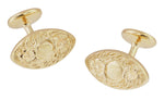 Vintage Victorian Floral Lozenge Shape Engravable Cufflinks Design in Solid Sterling Silver with Yellow Gold Vermeil
