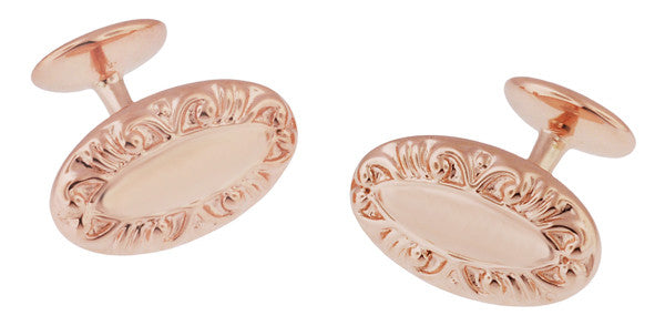 Victorian Scrolls Engravable Cufflinks in Sterling Silver with Rose Gold Vermeil